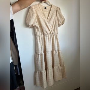 V-Neck Puff Sleeve Maxi Dress